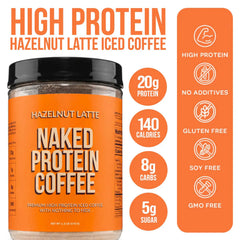 Hazelnut Latte Protein Iced Coffee | Naked Protein Coffee - 17 Servings